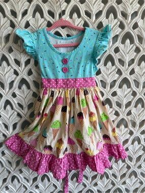 Eleanor Rose Girls Ice Cream Ruffle Dress Size 2